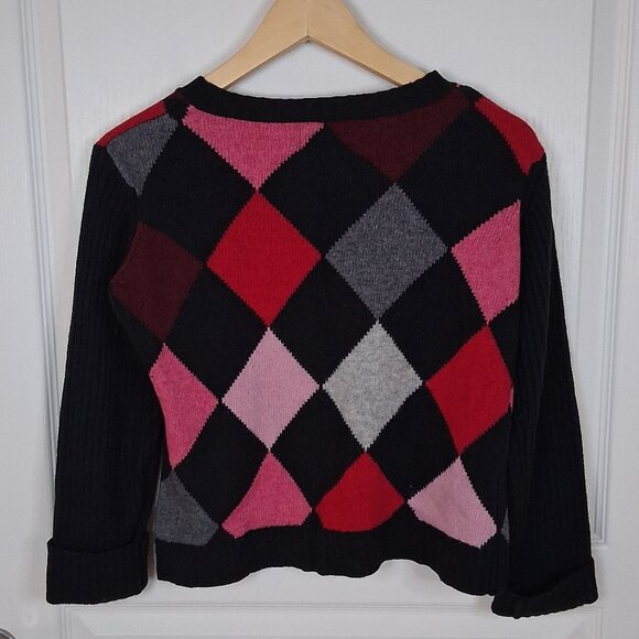 Vintage Lilly Pulitzer Argyle Sweater Women's M Academia Preppy Lambswool Y2K - Picture 2 of 4